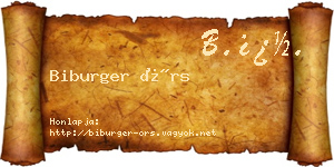 Biburger Örs névjegykártya
